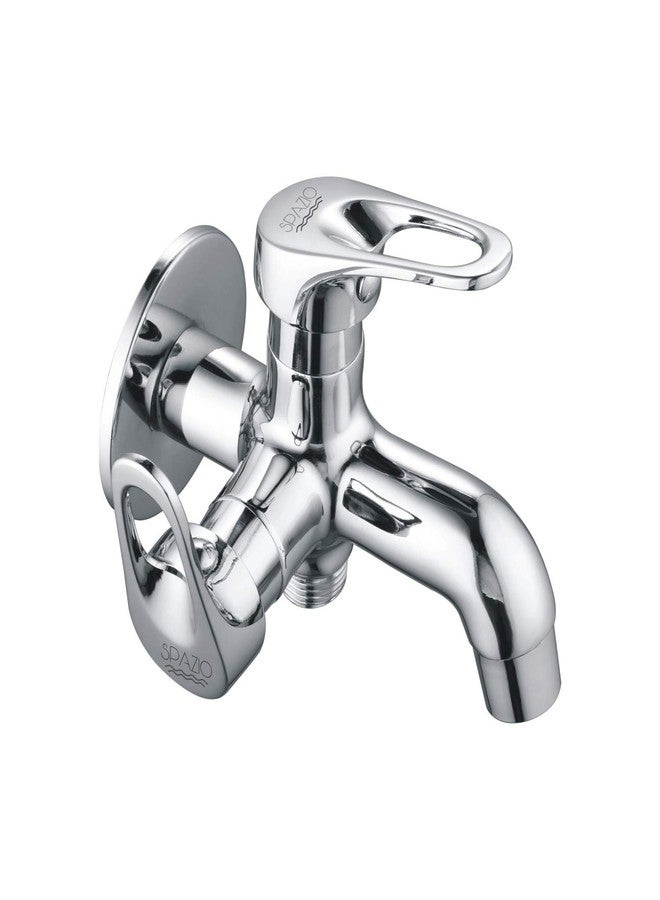 SPAZIO Hexa Brass 2-Way Long Nose/Bib Cock Tap 2 in 1 Faucet Bib Tap Faucet/Tap 2 in 1 with Wall Flange (Pack of 1) - Image 3